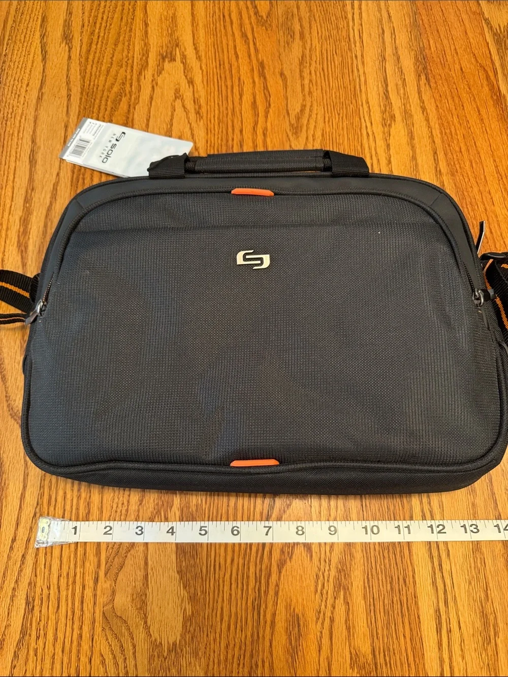 solo Black Laptop Messenger Bag with Orange Accents